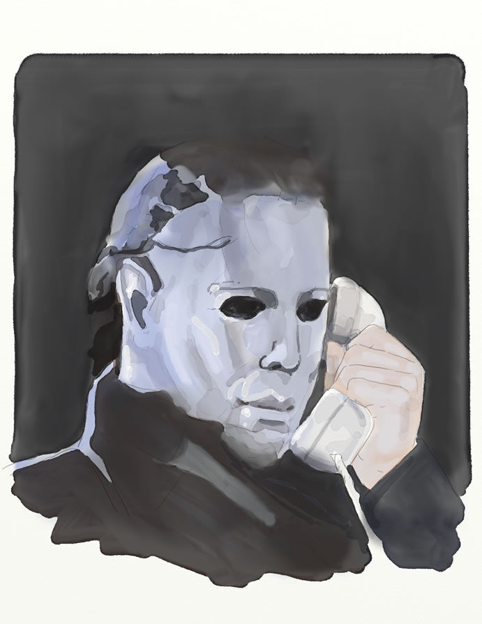 michael myers listening to a phone
