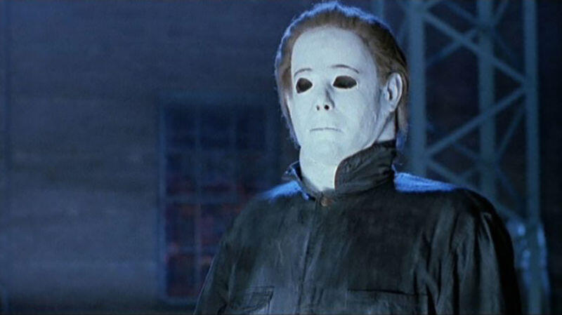 Michael Meyers in a mask from Halloween Slasher film