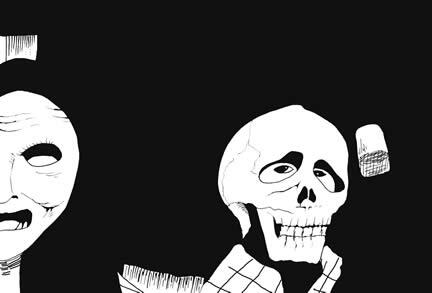 black and white skeleton drawings