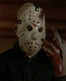 Jason Voorhees in a hockey mask from Friday the 13th movies