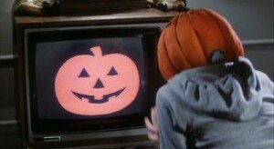 halloween season of the witch silver shamrock commercial on a TV