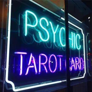 Psychic tarot card neon sign