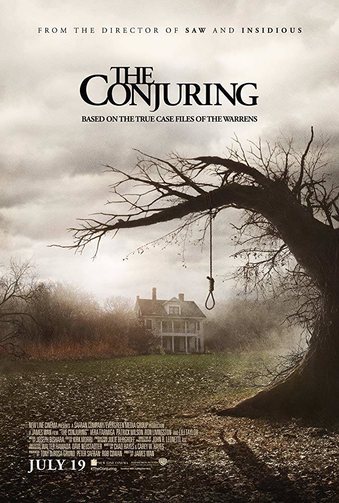 The Conjuring Horror Movie Poster featuring s spooky house and a noose hanging from a tree