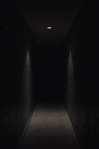 Walking down a dark hallway