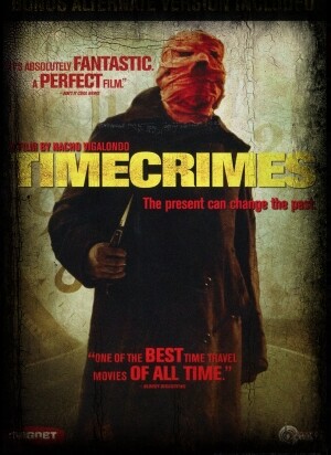 Timecrimes horror movie poster with creepy killer