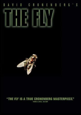 The Fly horror movie poster with a fly and black background