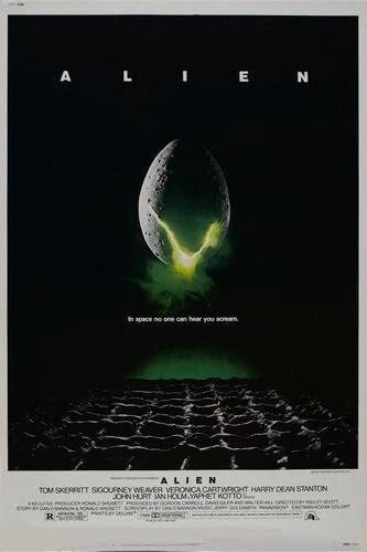 Alien horror movie poster 1979 showing an alien egg in space