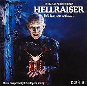Hellraiser soundtrack album cover (1987) - Christopher Young. Featuring Horror Icon Pinhead