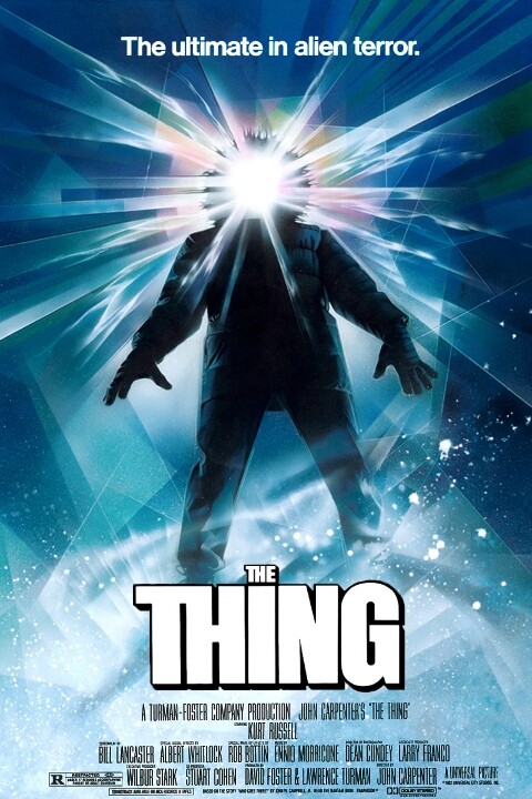 The Thing John Carpenter Horror Movie Poster with alien man