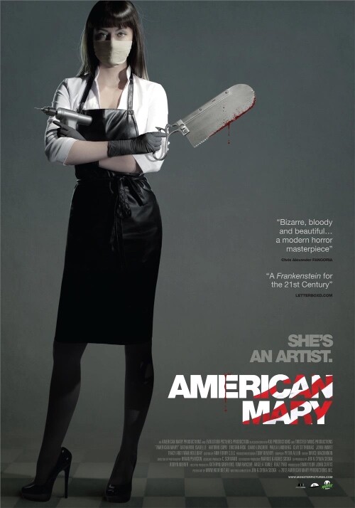 American Mary Horror Movie poster with woman and chainsaw