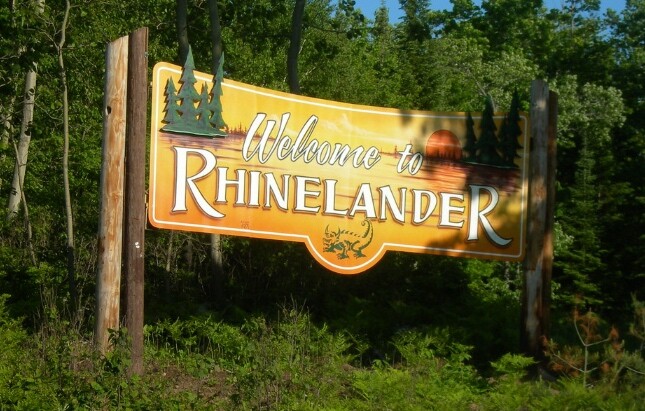 Welcome Sign for Rhinelander, Wisconsin