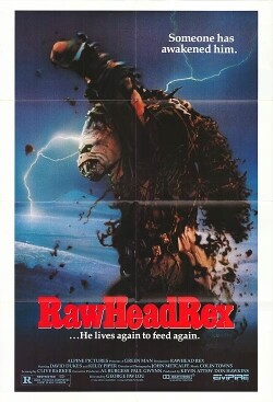 Rawhead Rex (1986) horror movie poster with a monster