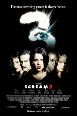 Scream 3 movie poster featuring the case and an eye in a 3