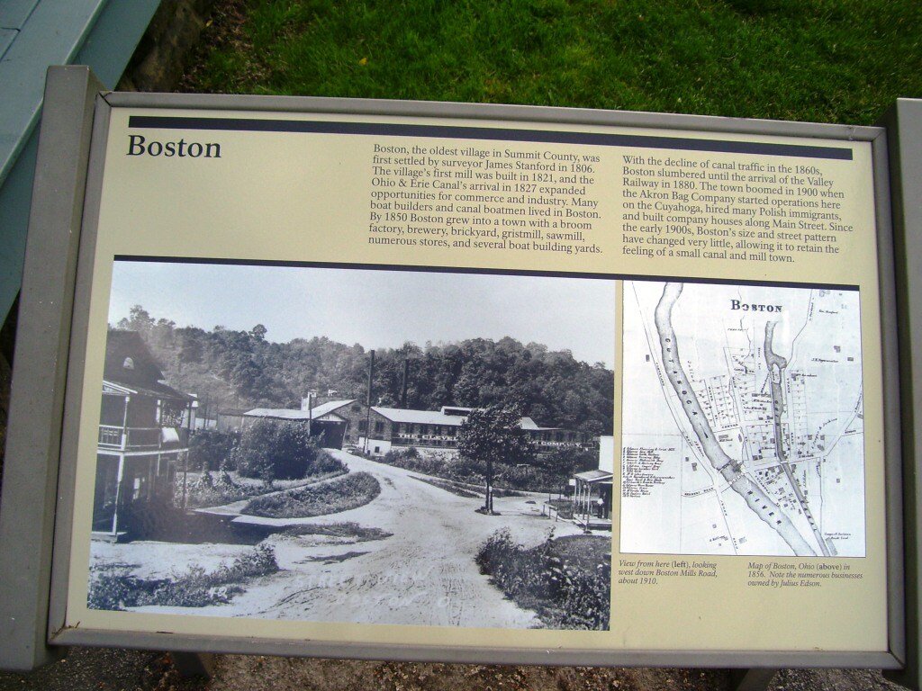 Helltown park map featuring drawn map and old photo of the town