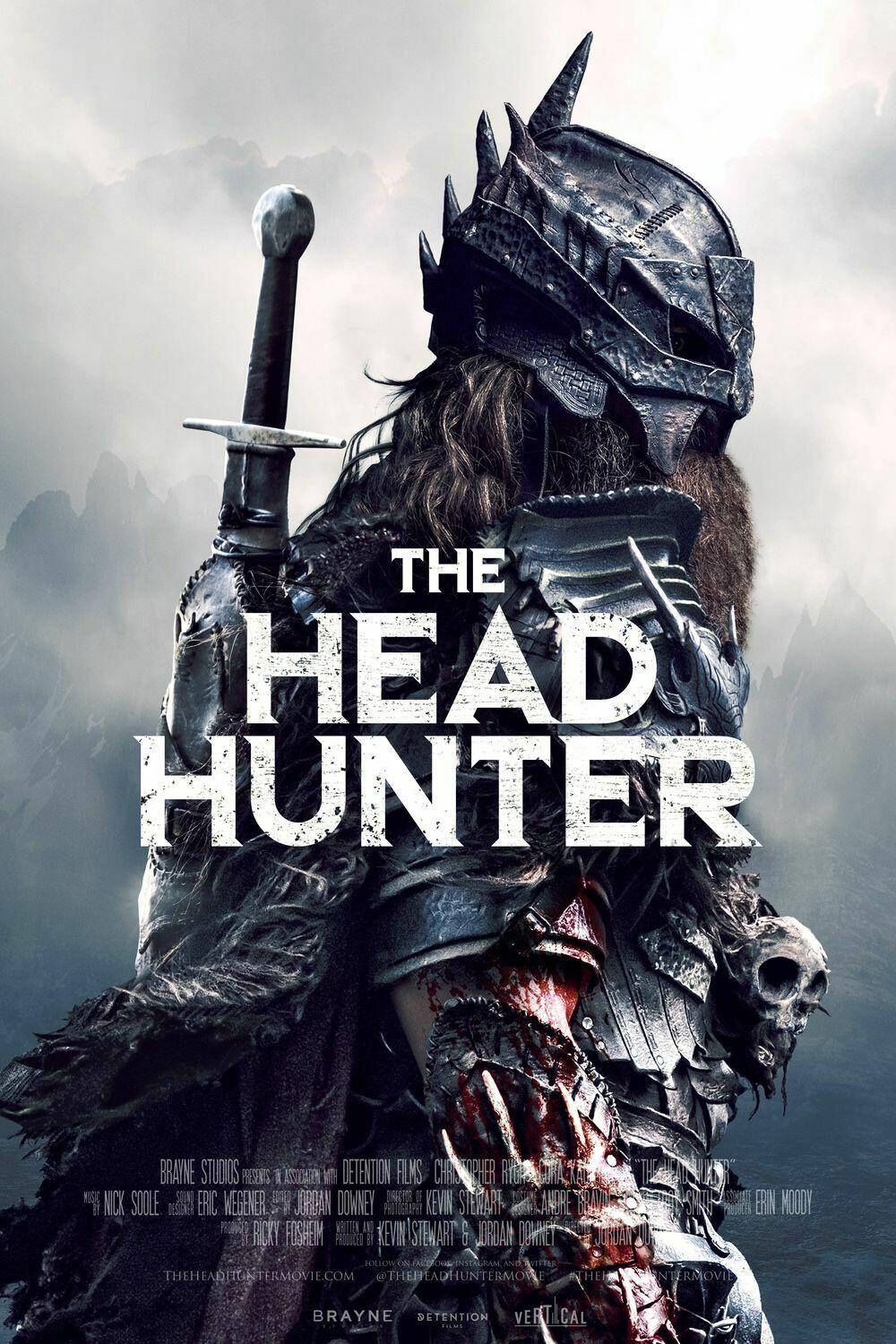 Head Hunter Official Movie Poster Featuring a warrior with skulls on his belt