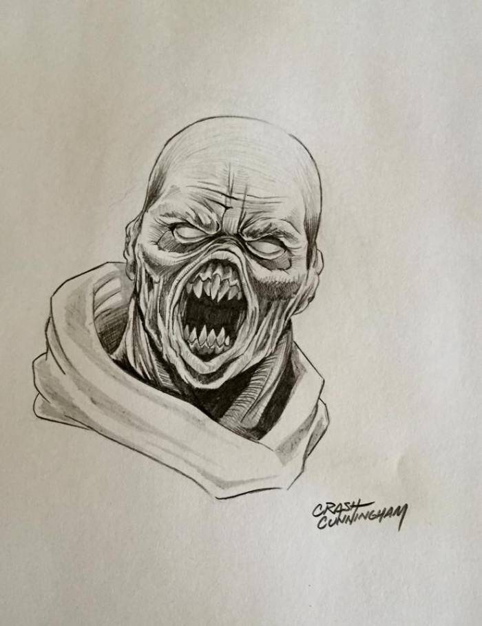 ghostface scream mask concept art with scary teeth