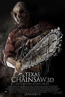 Texas Chainsaw Massacre 3D horror poster featuring leatherface with a chainsaw