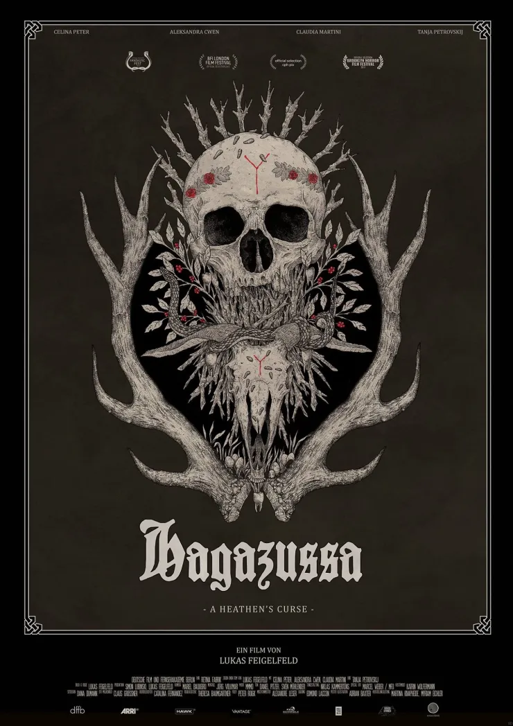 Hagazussa Movie Poster featuring skull and antlers