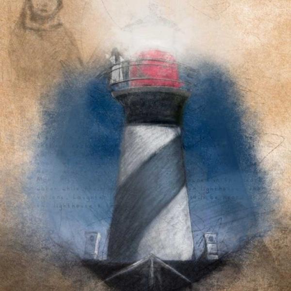 ghost next to the st Augustine lighthouse painting
