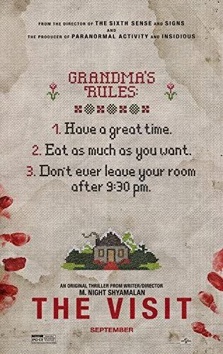 The visit jumpscare horror movie poster featuring some rules and a house